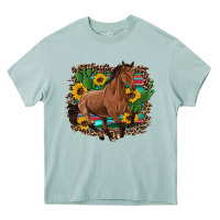 Western Horse Cactus Sunflowers Serape Leopard  Turquoise Wooden Heavy Core Tee | Teevron