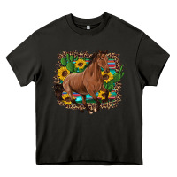 Asphalt western horse cactus sunflowers serape leopard  turquoise wooden Heavy Core Tee - Artiststas