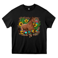Black western horse cactus sunflowers serape leopard  turquoise wooden Heavy Core Tee - Artiststas