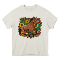 Cream western horse cactus sunflowers serape leopard  turquoise wooden Heavy Core Tee - Artiststas