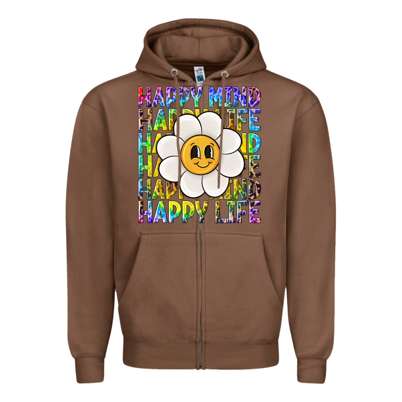 Happy Mind Happy Life Zipper Hoodie by NancyCooperArtShop | Teevron