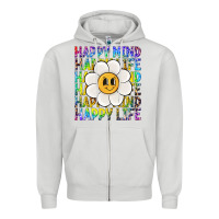 Dove Grey happy mind happy life Zipper Hoodie - NancyCooperArtShop