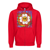 Red happy mind happy life Zipper Hoodie - NancyCooperArtShop