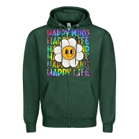 Sports Green happy mind happy life Zipper Hoodie - NancyCooperArtShop