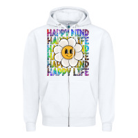 White happy mind happy life Zipper Hoodie - NancyCooperArtShop