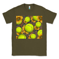 Army Green tennis ball with sunflower and racket Classic Tee - BarkalooDesign