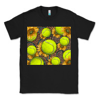 Black tennis ball with sunflower and racket Classic Tee - BarkalooDesign