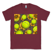 Burgundy tennis ball with sunflower and racket Classic Tee - BarkalooDesign