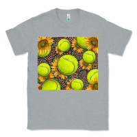Heather Grey tennis ball with sunflower and racket Classic Tee - BarkalooDesign