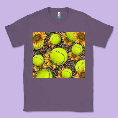 Tennis Ball With Sunflower And Racket Classic Tee Designed By Barkaloodesign
