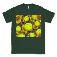 Sports Green tennis ball with sunflower and racket Classic Tee - BarkalooDesign