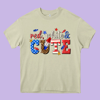 Red White And Cute Billie Wilder Heavy Core Tee Designed By Texasbilliewilder
