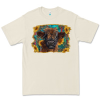 Bone highland cow calf with western background Premium Tee - RanaPortraitStore