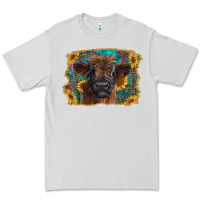 Dove Grey highland cow calf with western background Premium Tee - RanaPortraitStore