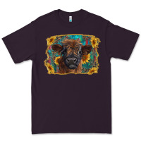 Plum highland cow calf with western background Premium Tee - RanaPortraitStore