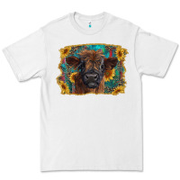 White highland cow calf with western background Premium Tee - RanaPortraitStore