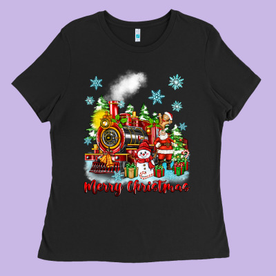 Merry Christmas Polar Express Ladies Tee Designed By Zillion Design Studio