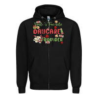 Black santa's favorite daycare provider Zipper Hoodie - MaliasSmallBusiness