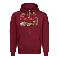 Burgundy santa's favorite daycare provider Zipper Hoodie - MaliasSmallBusiness