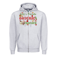 Heather Grey santa's favorite daycare provider Zipper Hoodie - MaliasSmallBusiness