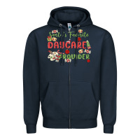 Navy santa's favorite daycare provider Zipper Hoodie - MaliasSmallBusiness