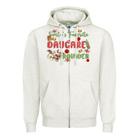 Oatmeal Heather santa's favorite daycare provider Zipper Hoodie - MaliasSmallBusiness