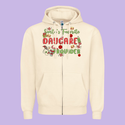 Santa's Favorite Daycare Provider Zipper Hoodie Designed By Maliassmallbusiness