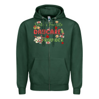 Sports Green santa's favorite daycare provider Zipper Hoodie - MaliasSmallBusiness