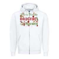 White santa's favorite daycare provider Zipper Hoodie - MaliasSmallBusiness