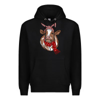 Black christmas scarf heifer Premium Hoodie - RanaPortraitStore