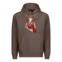Coffee christmas scarf heifer Premium Hoodie - RanaPortraitStore