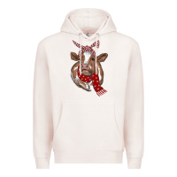 Pale Pink christmas scarf heifer Premium Hoodie - RanaPortraitStore