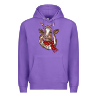 Purple christmas scarf heifer Premium Hoodie - RanaPortraitStore
