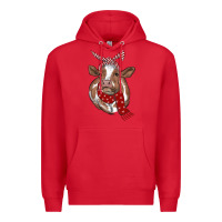 Red christmas scarf heifer Premium Hoodie - RanaPortraitStore