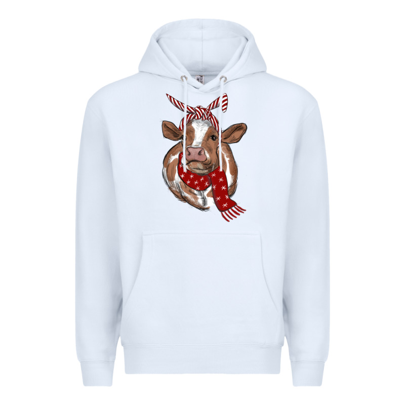 Christmas Scarf Heifer Premium Hoodie by RanaPortraitStore | Teevron