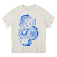 Cream blue dragon Heavy Core Tee - RanaPortraitStore