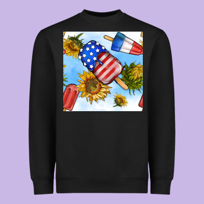4th Of July Sunflowers Ice Cream Seamless Pattern Heavyweight Sweatshirt Designed By Bundleandbundleshop