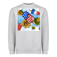 Heather Grey 4th of july sunflowers ice cream seamless pattern Heavyweight Sweatshirt - BundleAndBundleShop