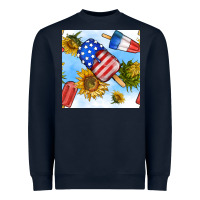 Navy 4th of july sunflowers ice cream seamless pattern Heavyweight Sweatshirt - BundleAndBundleShop