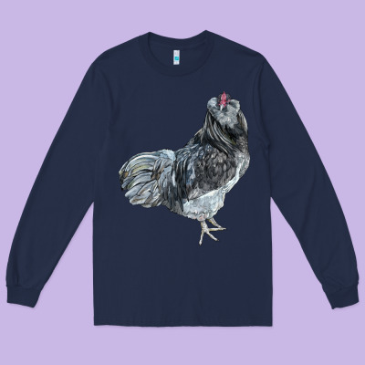 Ameraucana Rooster Long Sleeve Tee Designed By Lillyallendesigns
