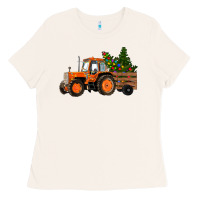 Bone Christmas Orange Farm Tractor Ladies Tee - RanaPortraitStore