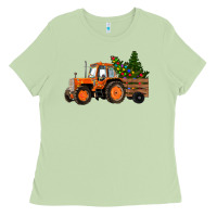 Matcha Christmas Orange Farm Tractor Ladies Tee - RanaPortraitStore