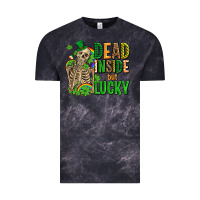 Cloud Black dead inside but lucky  with skeleton Vintage Tee - AdoDesignShop