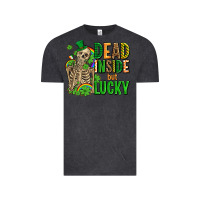 Vintage Black dead inside but lucky  with skeleton Vintage Tee - AdoDesignShop