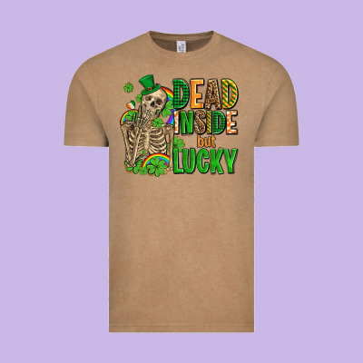 Dead Inside But Lucky  With Skeleton Vintage Tee Designed By Adodesignshop