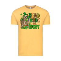 Vintage Mustard dead inside but lucky  with skeleton Vintage Tee - AdoDesignShop