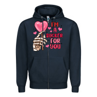 Navy i m a sucker for you Zipper Hoodie - MaliasSmallBusiness