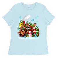 Baby Blue christmas polar express santa Ladies Tee - Zillion Design Studio