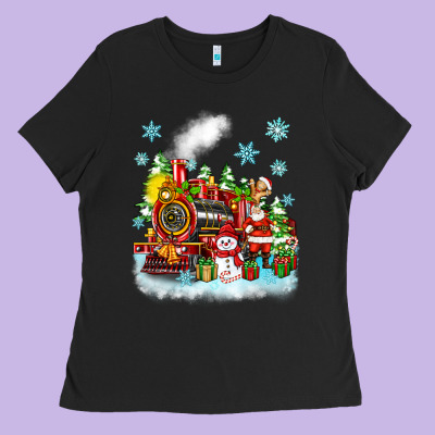 Christmas Polar Express Santa Ladies Tee Designed By Zillion Design Studio