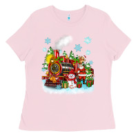 Bubblegum Pink christmas polar express santa Ladies Tee - Zillion Design Studio